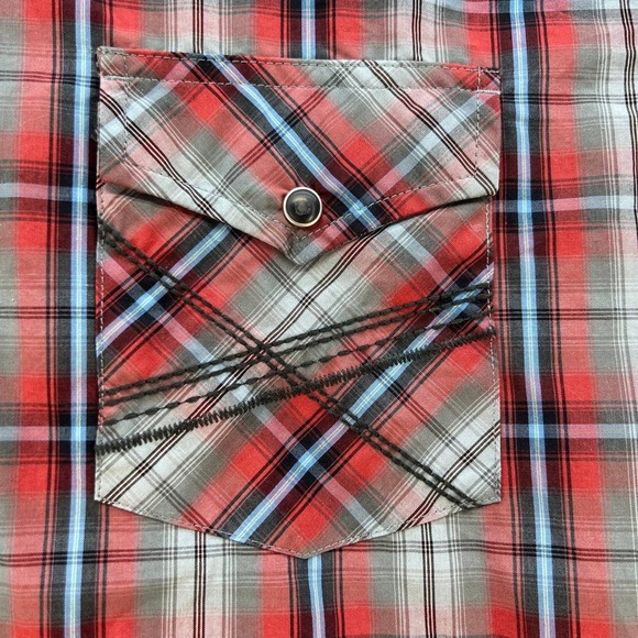 Wrangler 20X Plaid Button Up Long Sleeve Shirt Men's Size Large - Picture 5 of 10
